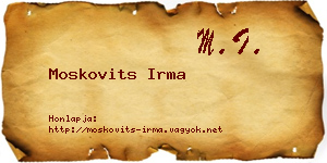 Moskovits Irma névjegykártya